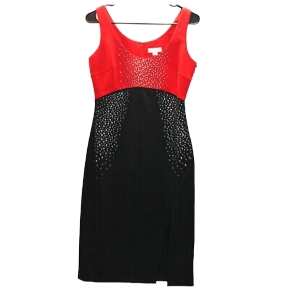 NWT Calvin Klein red and black sequined party dress